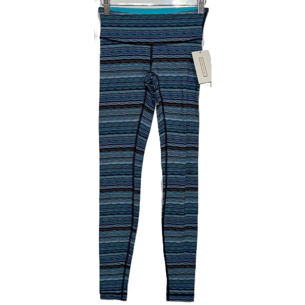 Womens Lululemon Wunder Under Pant III Space Dye Twist Blue Black Leggings Sz 4